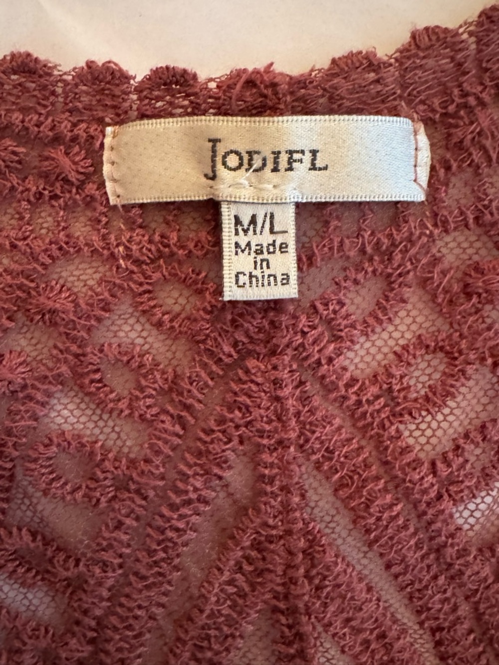 Boho Crochet Sheer Kimono Duster in Dusty Rose Size M/L - Picture 4 of 7